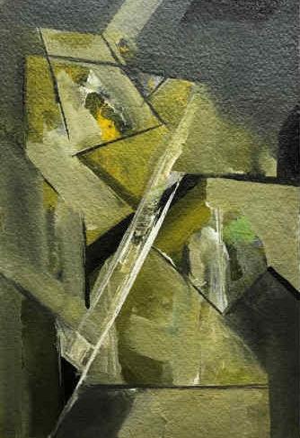 Abstract acrylic painting titled 'Prakruti Series 7', 11x8 inches, by artist Nandkishor Thorat on Paper