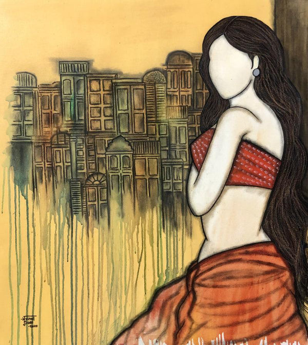 contemporary acrylic painting titled 'Prarabdh', 30x34 inches, by artist Mrinal Dutt on Canvas