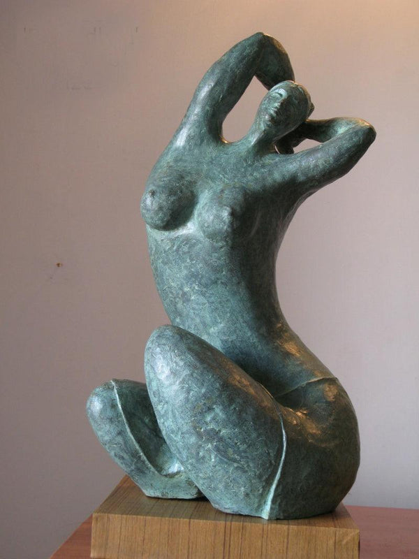 Figurative sculpture titled 'Prasadhan 1', 25x16x16 inches, by artist Shankar Ghosh on Bronze