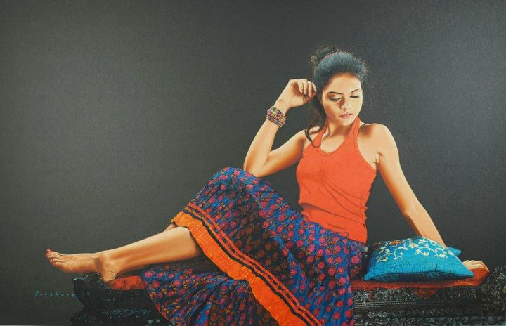 Realistic color pencil drawing titled 'Prathyncha', 34x52 inches, by artist Parshuram Patil on Paper