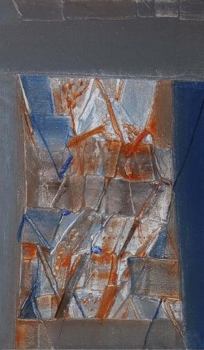 Abstract oil painting titled 'Pratiti 6', 30x18 inches, by artist Vikas Joshi on Canvas