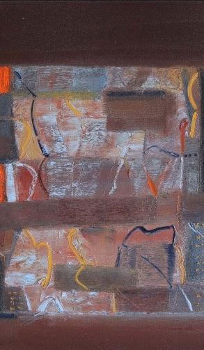 Abstract oil painting titled 'Pratiti 7', 30x18 inches, by artist Vikas Joshi on Canvas