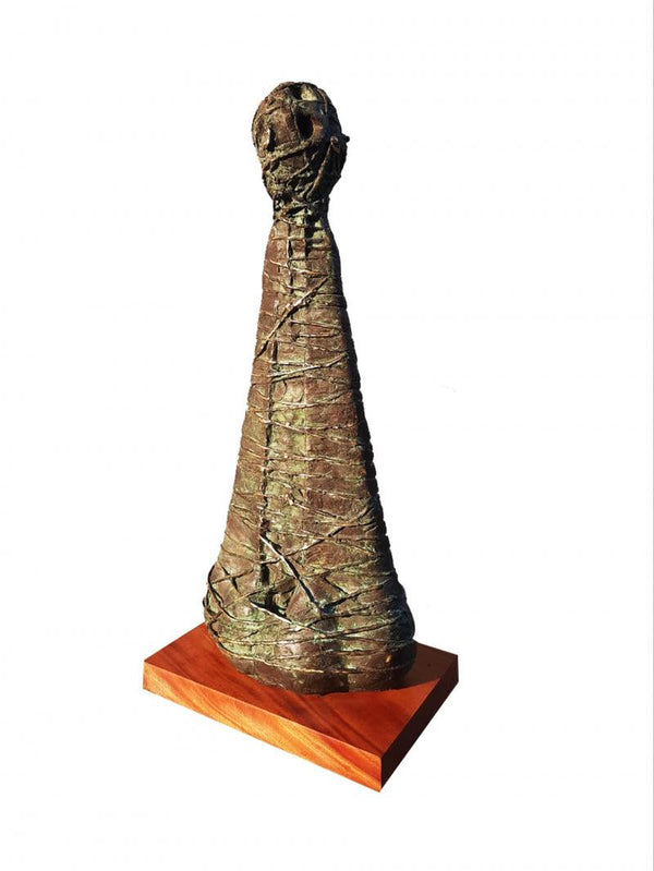 contemporary sculpture titled 'Premature Metal', 27x12x8 inches, by artist Rakesh Sadhak on Metal, Wood