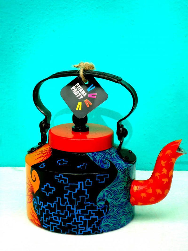 Lifestyle craft titled 'Pretty Littles Tea Kettle', 9x9x7 inches, by artist Rithika Kumar on Aluminium