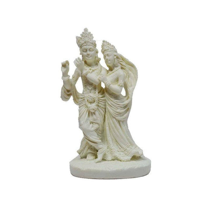 Religious craft titled 'Pure White Statue of Krishna Radha', 7x3x3 inches, by artist E Craft on Synthetic Fiber