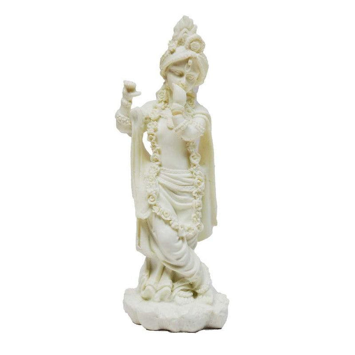 Religious craft titled 'Pure White Statue of Lord Krishna', 7x3x2 inches, by artist E Craft on Synthetic Fiber