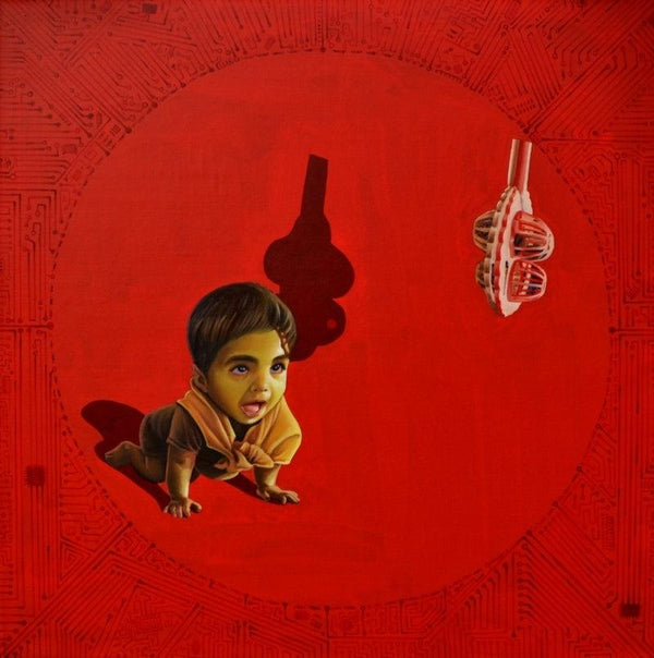 contemporary mixed media painting titled 'Pursue My Dreams', 36x36 inches, by artist Jitendra Saini on Canvas