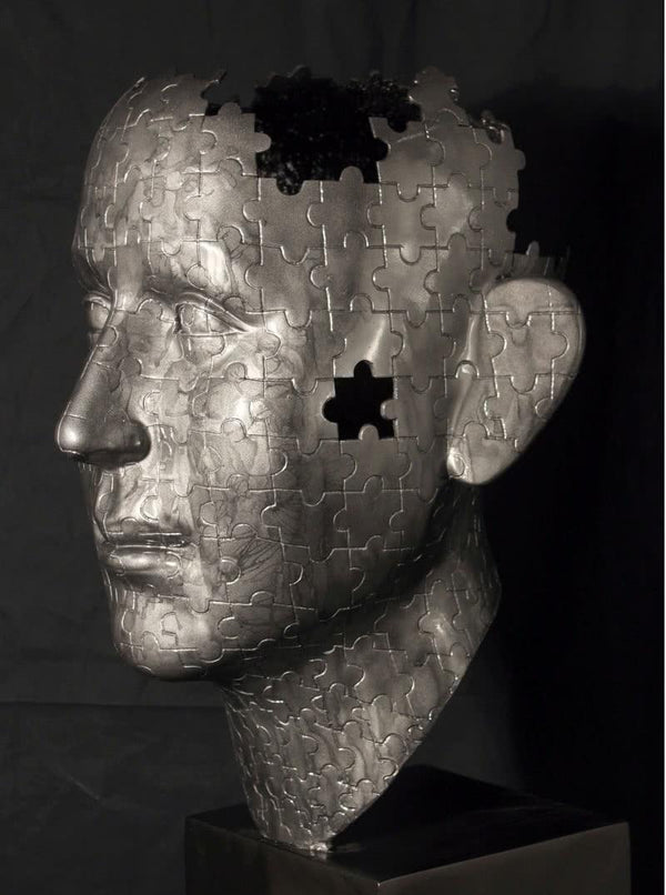 Figurative sculpture titled 'Puzzle', 44x20x18 inches, by artist Sagar Rampure on Fiberglass