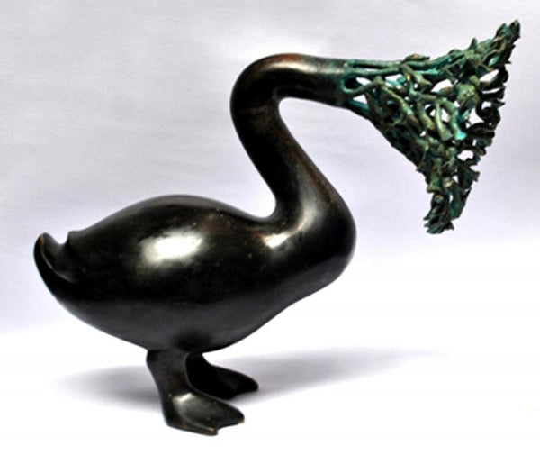 Animals sculpture titled 'Quack Quack 2', 15x11x6 inches, by artist Tarun Maity on Bronze