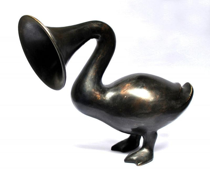 Animals sculpture titled 'Quack Quack', 15x11x6 inches, by artist Tarun Maity on Bronze