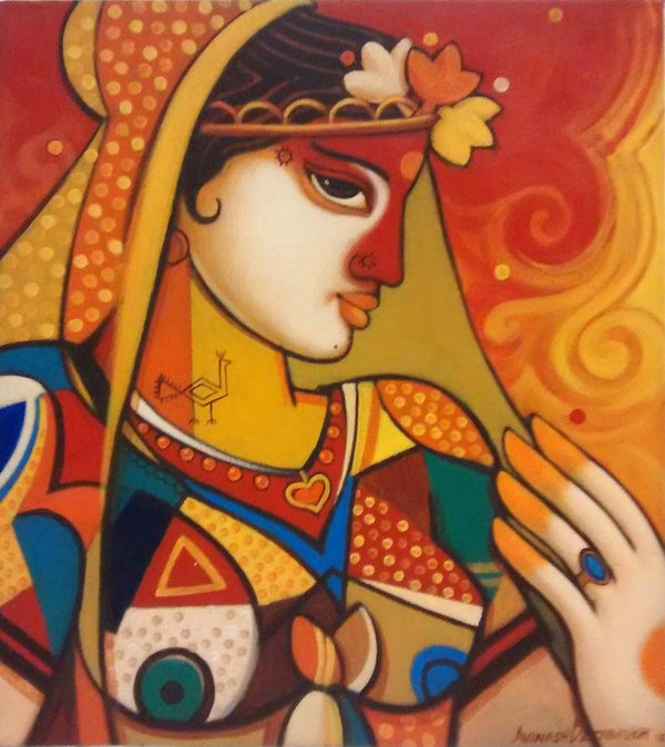 Figurative acrylic painting titled 'Queen 1', 20x18 inches, by artist Avinash Deshmukh on Canvas