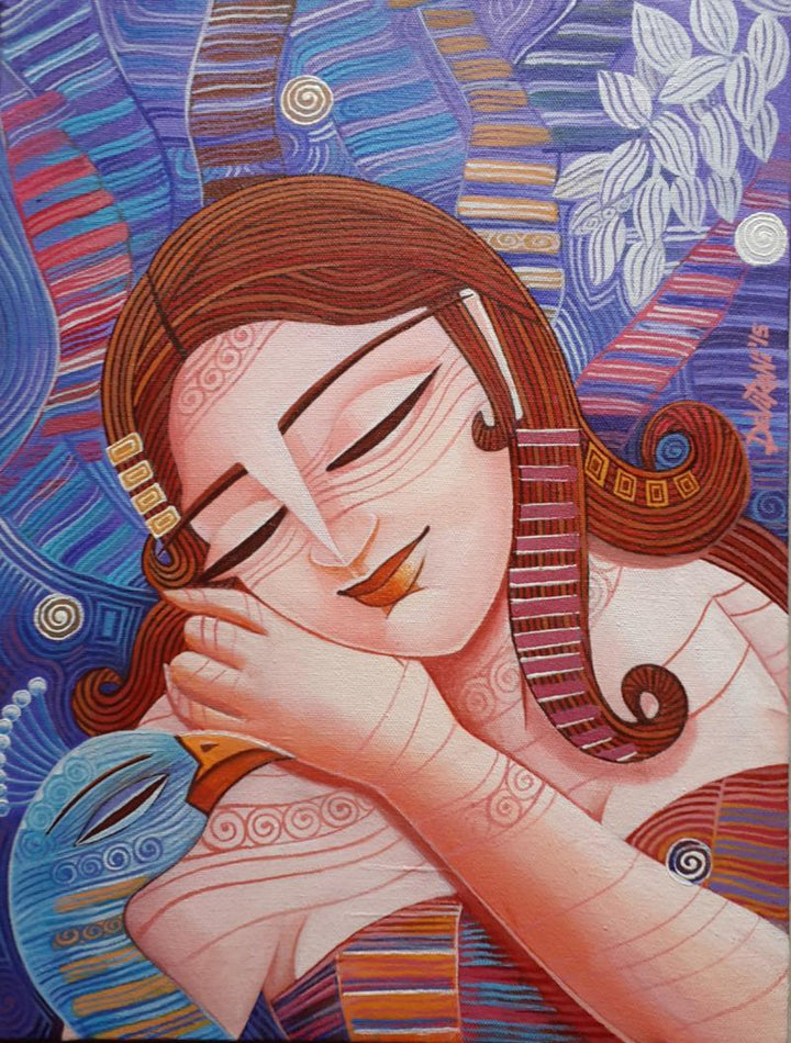 Figurative acrylic painting titled 'Queen III', 12x16 inches, by artist DEVIRANI DASGUPTA on Canvas