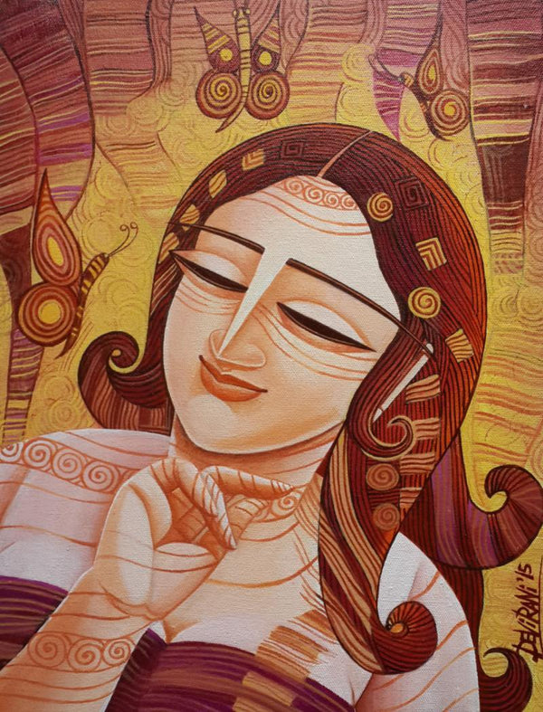 Figurative acrylic painting titled 'Queen IV', 12x16 inches, by artist DEVIRANI DASGUPTA on Canvas