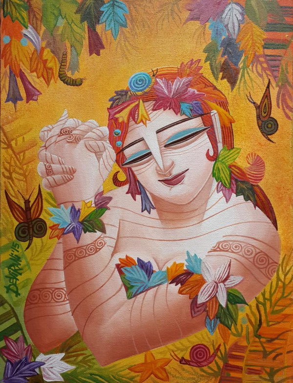 Figurative acrylic painting titled 'Queen VI', 12x16 inches, by artist DEVIRANI DASGUPTA on Canvas