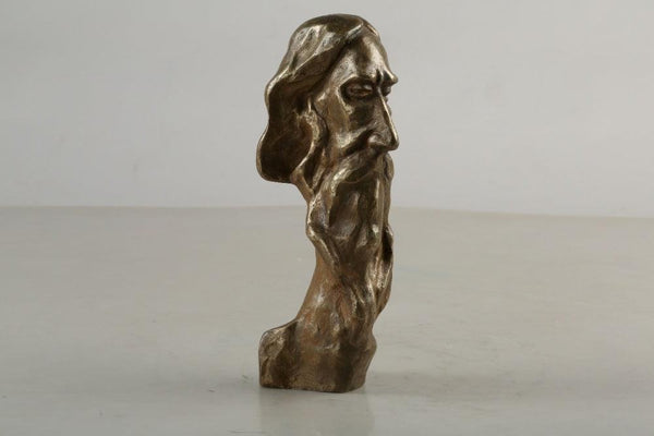 Figurative sculpture titled 'Rabindranath', 14x5x3 inches, by artist Tapas Sarkar on Bronze