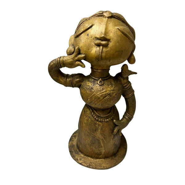 Religious  sculpture titled 'Radha', 11x9 inch, by artist G Subramanian on Bronze