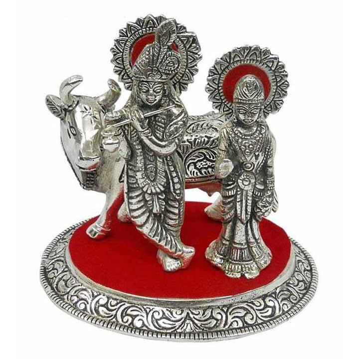 Religious craft titled 'Radha Krishna Cow', 5x5 inches, by artist Art Street on Metal