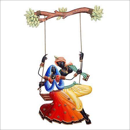 Lifestyle craft titled 'Radha Krishna Jhoola 1', 28x17 inches, by artist Nitesh on Wrought Iron