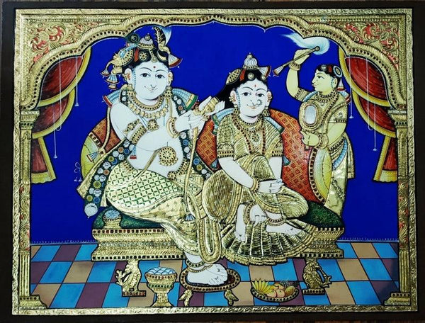 Religious tanjore traditional art titled 'Radha krishna Tanjore Painting 2', 24x36 inches, by artist VANI VIJAY on Plywood