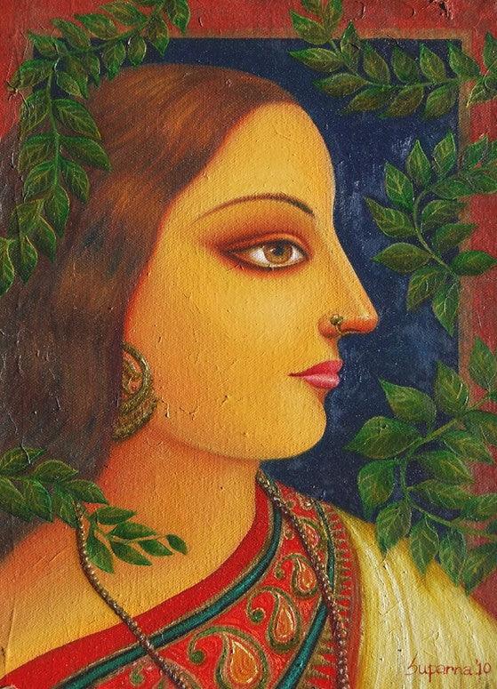 Figurative oil painting titled 'Rai Kamol', 15x12 inches, by artist Suparna Dey on Canvas