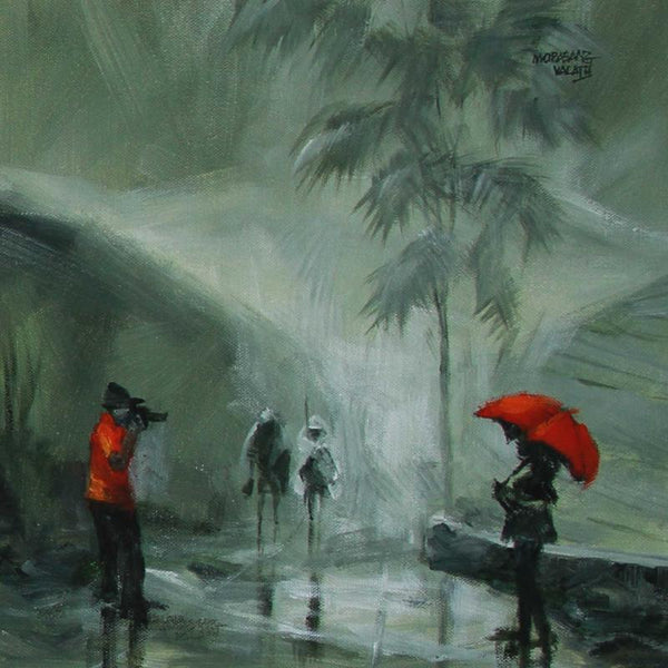 Scenic acrylic painting titled 'Rain Click I', 36x24 inches, by artist Mopasang Valath on Canvas