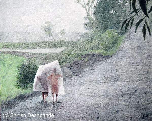 Photorealistic oil painting titled 'Raining All The Day', 16x20 inches, by artist Shirish Deshpande on Canvas