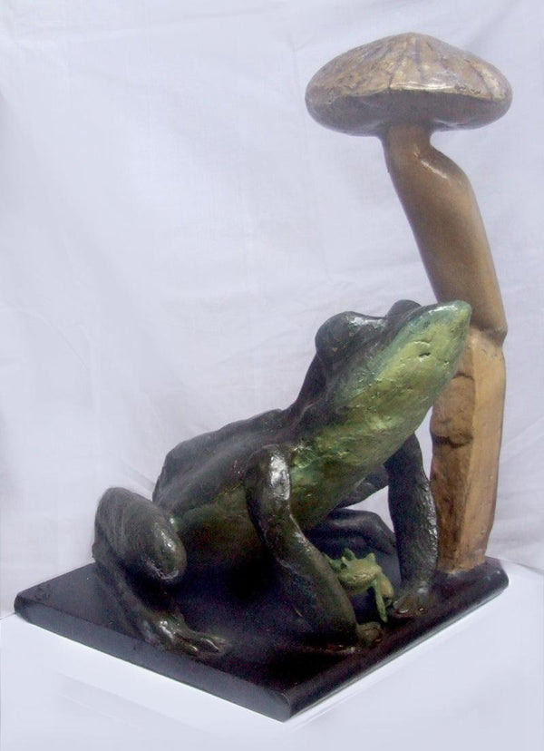 Animals sculpture titled 'Raining', 15x11x11 inches, by artist Shibu Sengupta on Stone