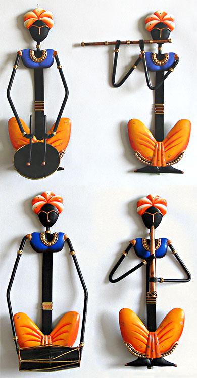 Figurative craft titled 'Rajasthani Lady Musician Set', 12x6 inches, by artist Nitesh on Wrought Iron