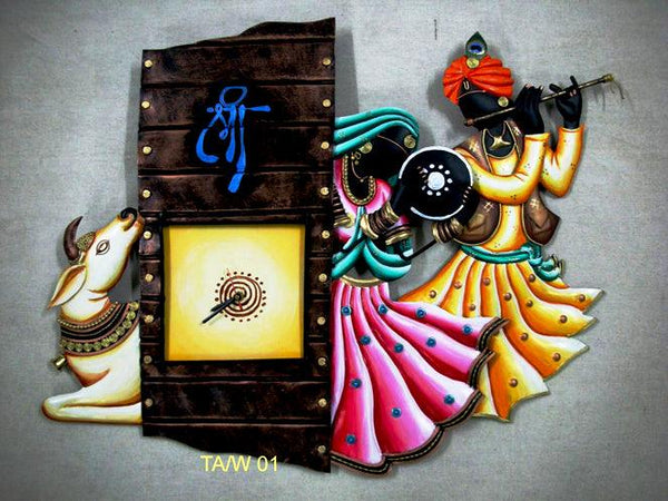 Lifestyle craft titled 'Rajasthani Wall Clock', 22x17 inches, by artist Nitesh on Wrought Iron