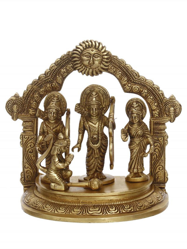 Religious handicraft titled 'Ram Darbar', 7x7x3 inches, by artist Brass Handicrafts on Brass