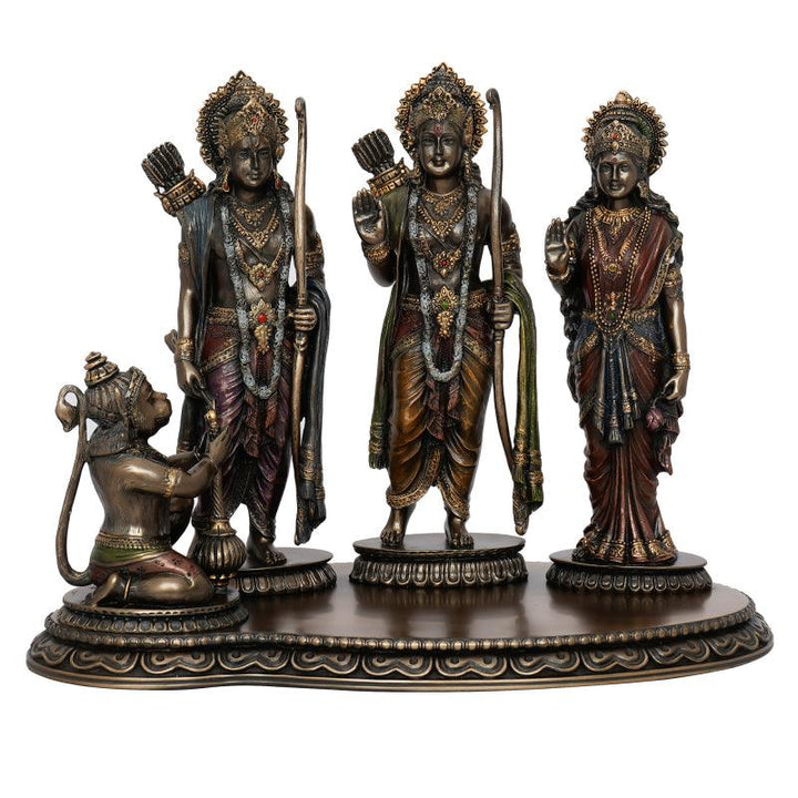 Religious handicraft titled 'Ram Laxman Sita And Hanuman', 7x10x5 inches, by artist Brass Handicrafts on Polyresin, Bronze