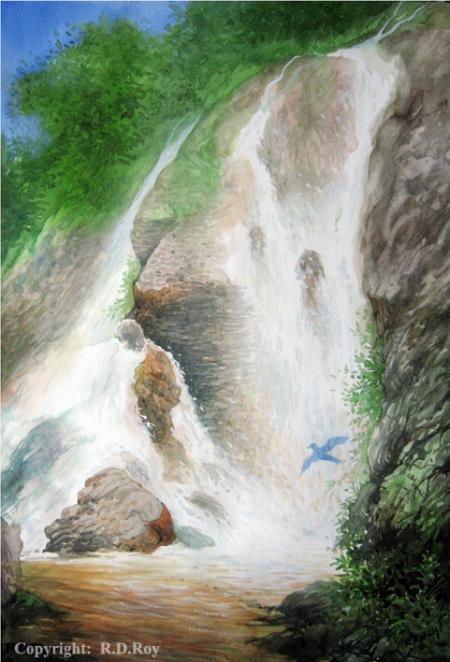 Nature watercolor painting titled 'Ranchi 7', 22x15 inches, by artist RD Roy on Paper