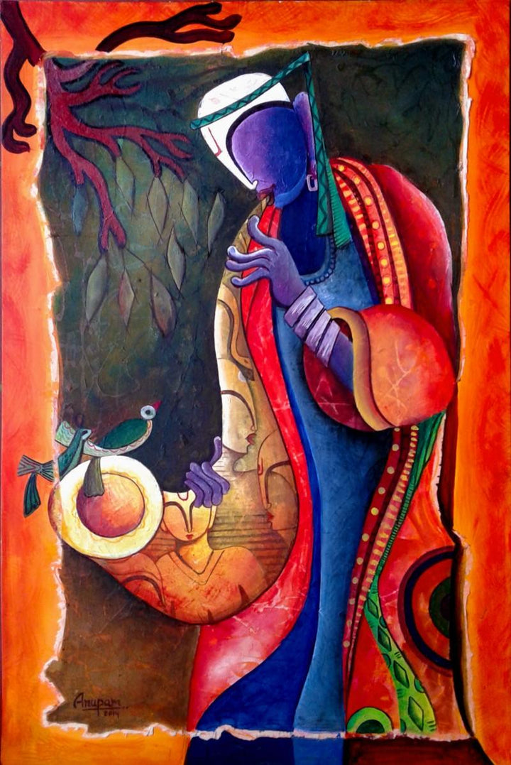 Abstract acrylic painting titled 'Rathym Divineby Anupam Pal', 20x30 inches, by artist Anupam Pal on Canvas