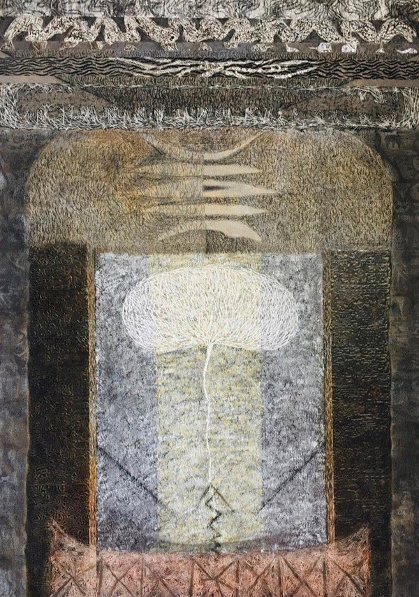 Religious mixed media drawing titled 'Rātna', 42x30 inches, by artist Anand Pratap on Canvas Board