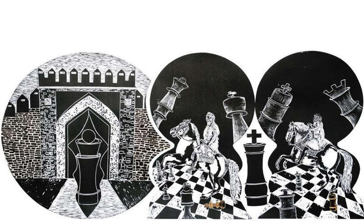 contemporary printmaking titled 'Ready For Triumph', 25x51 inches, by artist Diksha Dhingra on Paper