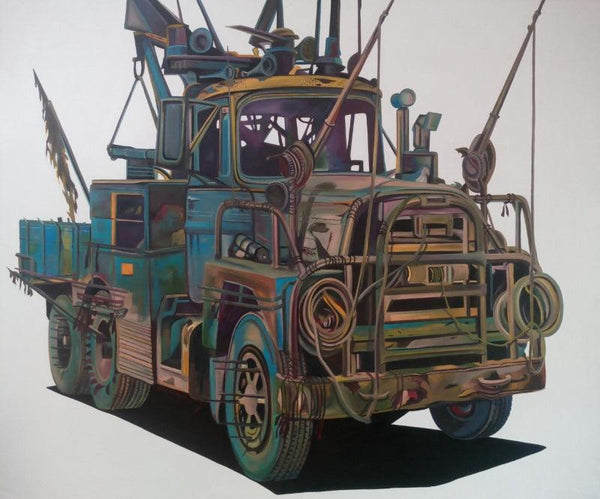 Transportation acrylic oil painting titled 'Recycler', 82x94 inches, by artist Thrigulla Murali on Canvas