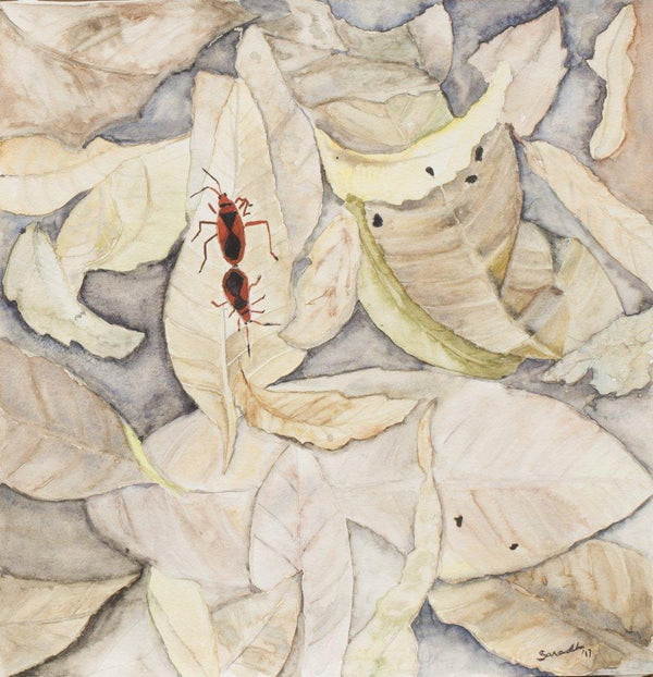 Nature watercolor artcontent titled 'Red and Black bugs', 12x12 inches, by artist Saradha Viswanathan on paper