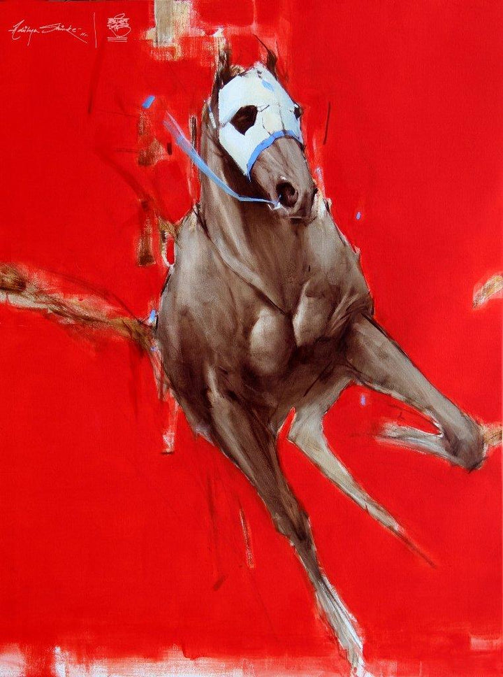 Animals acrylic oil painting titled 'Red And White', 36x48 inches, by artist Aditya Shirke on Canvas