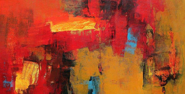 Abstract acrylic painting titled 'Red Horizontal Abstract', 18x36 inches, by artist Siddhesh Rane on Canvas