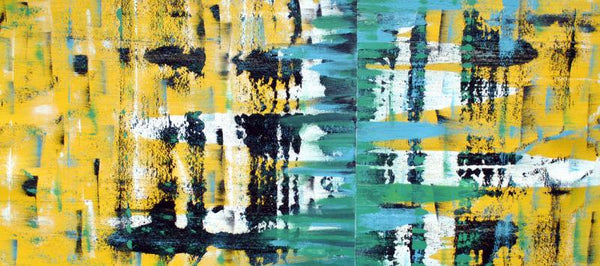 Abstract acrylic painting titled 'Reflect', 18x33 inches, by artist Sumit Mehndiratta on Canvas