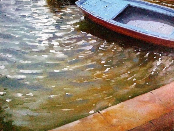 Seascape oil painting titled 'Reflection 2', 25x19 inches, by artist Uday Farat on Canvas