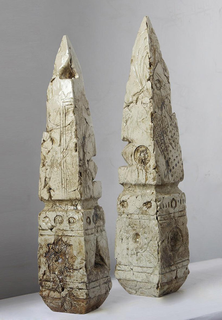 Religious sculpture titled 'Relics Of Time 2', 16x3x3 inches, by artist MAHESH ANJARLEKAR on Ceramics