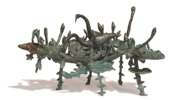 Nature sculpture titled 'Rhythm 7', 9x13x7 inches, by artist Mrinal Kanti on Bronze