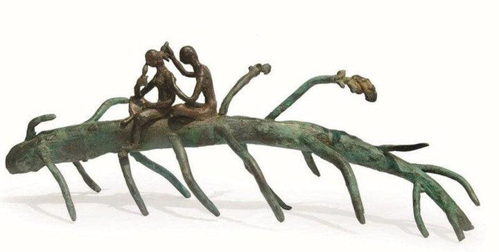 Figurative sculpture titled 'Rhythm 9', 7x19x6 inches, by artist Mrinal Kanti on Bronze