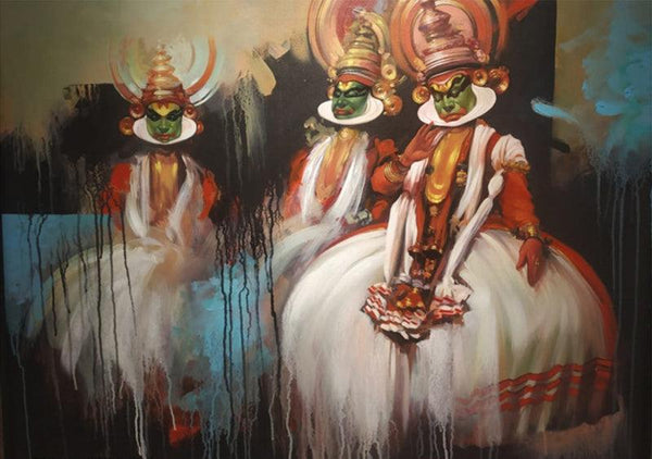 Figurative acrylic painting titled 'Rhythm New', 30x36 inches, by artist Bappa Haldar on Canvas