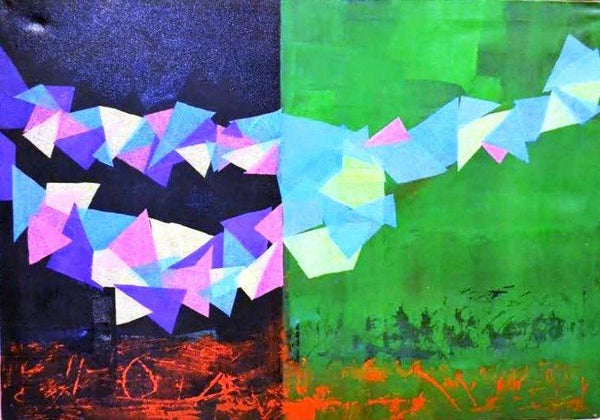 Abstract mixed media painting titled 'Rhythm Of Life 5', 40x28 inches, by artist Shivani  Garg on Canvas