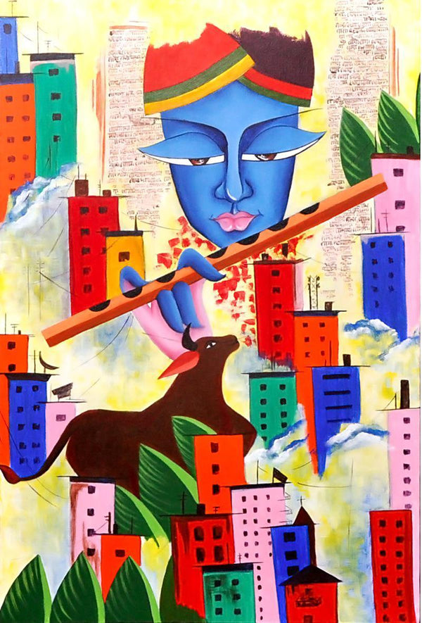 Figurative acrylic painting titled 'Rhythm Of Life', 30x20 inches, by artist Deepali Mundra on Canvas