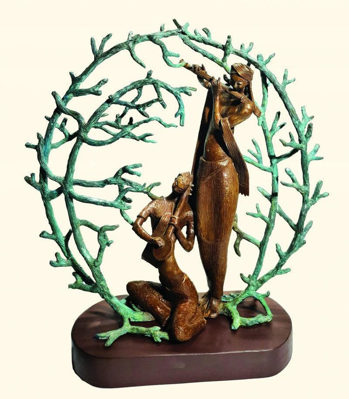 Religious sculpture titled 'Rhythm Of Nature', 22x22x7 inches, by artist Subrata Paul on Bronze