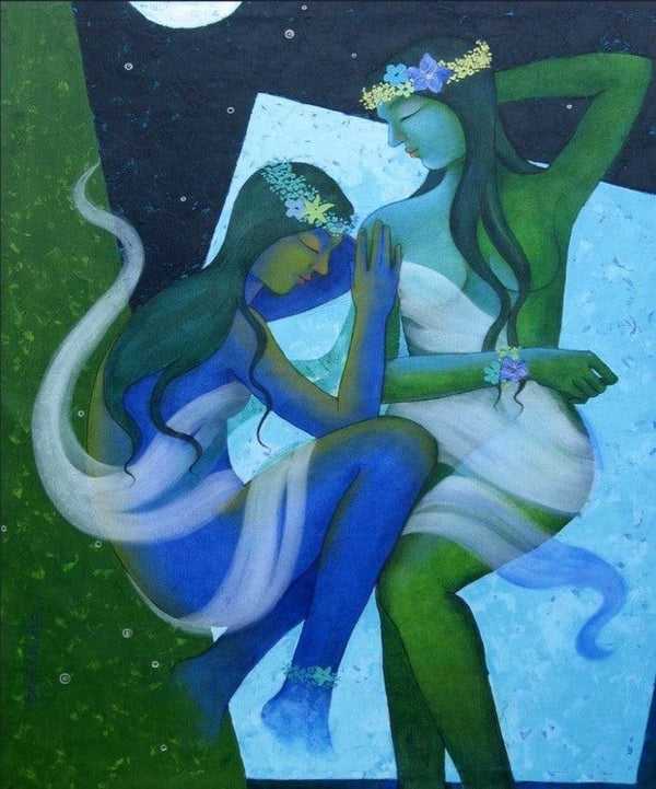 Figurative acrylic painting titled 'Rhythm Of Night 7', 48x36 inches, by artist Pallavi Deodhar on Canvas