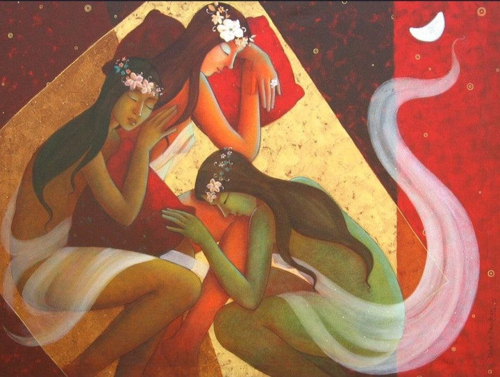 Figurative acrylic painting titled 'Rhythm Of Night 8', 36x48 inches, by artist Pallavi Deodhar on Canvas